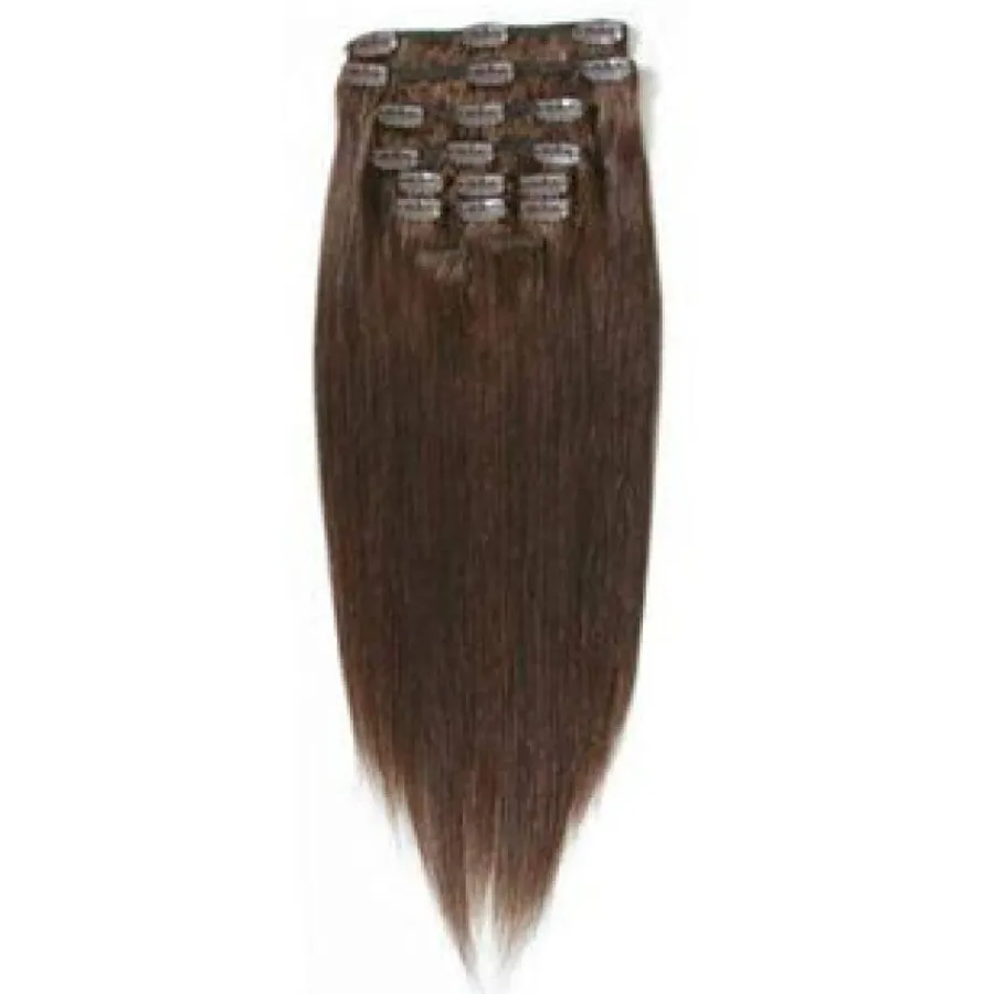 Hair Extensions Etusivu|Clip-On - 40cm-40 cm Clip-On hiustenpidennykset, suklaanruskea 4#