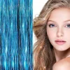 FashionGirl Etusivu|Glitter Extensions-Bling Hopea glitter hiustenpidennykset 100 kpl glitter hiuslankoja 80 cm - Turkoosi
