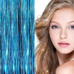 FashionGirl Etusivu|Glitter Extensions-Bling Hopea glitter hiustenpidennykset 100 kpl glitter hiuslankoja 80 cm - Turkoosi