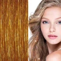 FashionGirl Etusivu|Glitter Extensions-Bling Hopea glitter hiustenpidennykset 100 kpl glitter hiuslankoja 80 cm - Kulta