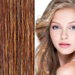 FashionGirl Etusivu|Glitter Extensions-Bling Hopea glitter hiustenpidennykset 100 kpl glitter hiuslankoja 80 cm - Kahvin / mokka värinen