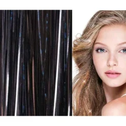 FashionGirl Etusivu|Glitter Extensions-Bling Hopea glitter hiustenpidennykset 100 kpl glitter hiuslankoja 80 cm - Musta