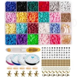 FashionGirl Etusivu|Sale-Clay beads - Savihelmet - KREA DIY Akryylihelmikoru setti iloisissa väreissä, joustavat nauhat, lukot, sakset - 1 laatikko, jossa 24 lokeroa
