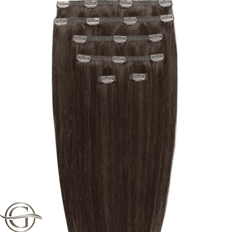 FashionGirl Etusivu|Synteettiset Hiukset-Clip on hair extensions #4 Chocolate Brown - 7 pieces - 60 cm | Gold24