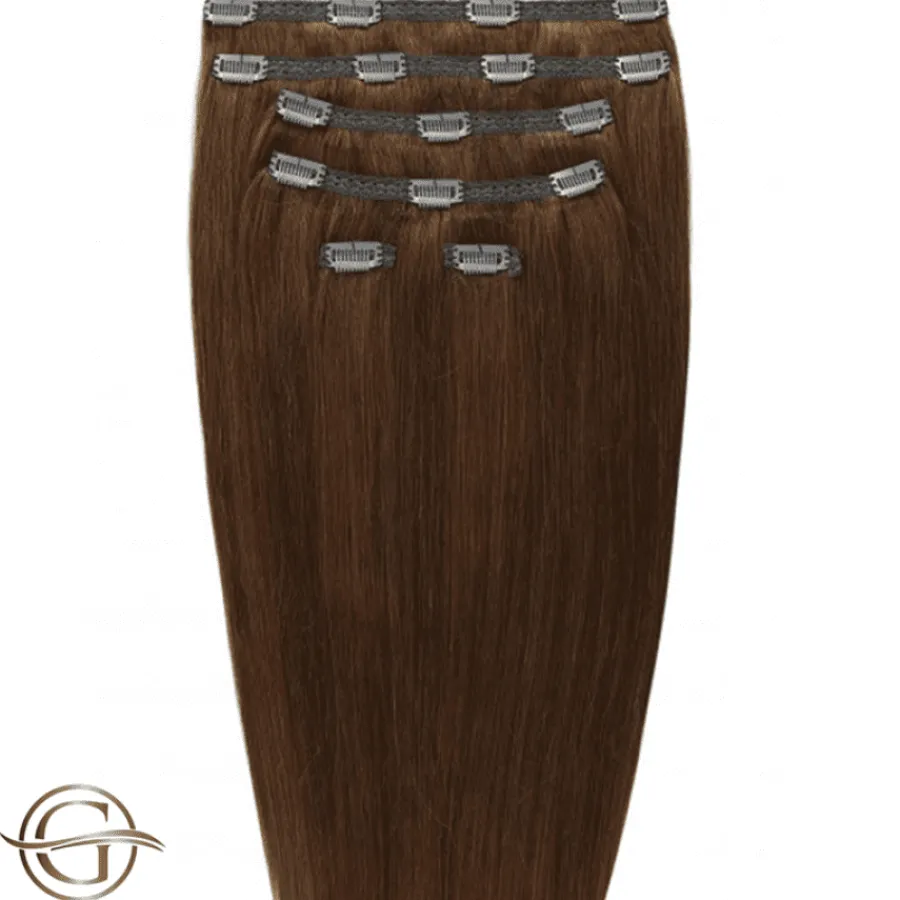FashionGirl Etusivu|Synteettiset Hiukset-Clip on hair extensions #6 Brown - 7 pieces - 50 cm | Gold24