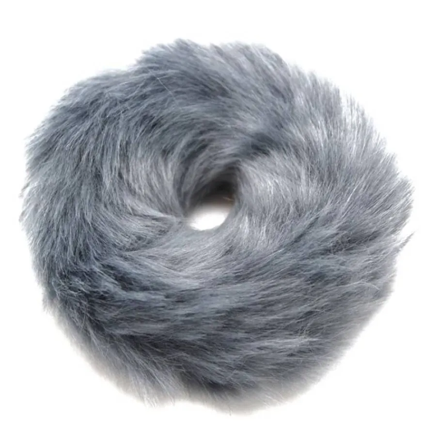 Misc Etusivu|Hiusdonitsit-Ponnari Karvalla - Tekokarva Scrunchie-hiuslenkki , Harmaa