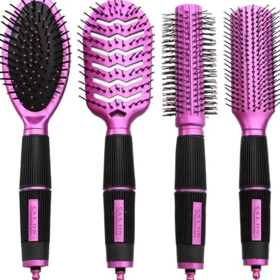 FashionGirl24 Etusivu|Hiusharjat Ja -kammat-Salon Professional 4 Harjan Harjasetti - Pinkki