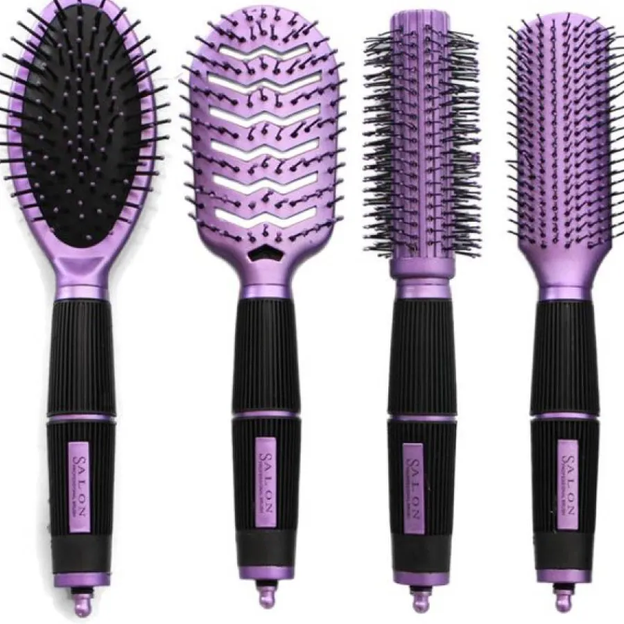 Hair Accessories Etusivu|Hiusharjat Ja -kammat-Salon Professional 4 Harjan Harjasetti - Violetti