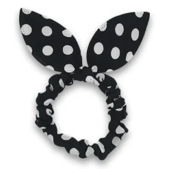 Misc Etusivu|Hiusdonitsit-Scrunchie hiuslenkki rautalangalla - Mustavalkoisella Polka dot - kuviolla