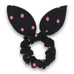 Misc Etusivu|Hiusdonitsit-Scrunchie hiuslenkki rautalangalla - Mustapinkillä Polka dot - kuviolla