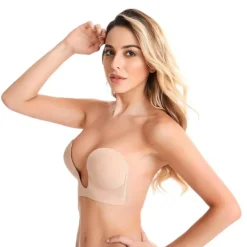 FashionGirl Etusivu|Itsestään Kiinnityvät Rintaliivit-Shapelux Deep U -suuntainen itsepaikallinen rintaliivit -beige
