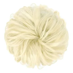 FashionGirl Etusivu|Hiusvalkit Ja Donitsit-Sotkuinen pulla hiustenlasku rypistyneillä keinotekoisilla hiuksilla - 88 Bleach Blond