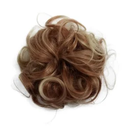 FashionGirl Etusivu|Hiusvalkit Ja Donitsit-Sotkuinen pulla hårelastinen rypistyneillä keinotekoisilla hiuksilla - vaalea / kupariseos