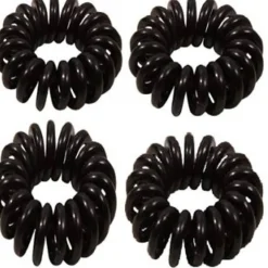 Hair Accessories Etusivu|Elastiset Puhelinjohtoponnarit-Spiraalihuslenkit, 4 kpl, musta