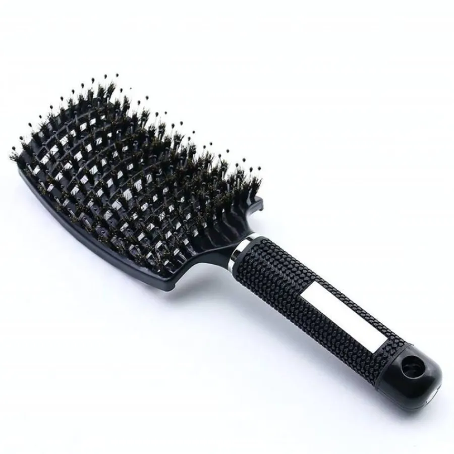 TBC Merkit|Etusivu-Detangling Boar Bristle Brush - Hiusharja villisian karvoilla - musta