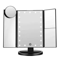 FashionGirl24 Etusivu|Sale-UNIQ Hollywood Meikkauspeili Kolminkertainen peili LED-valoilla, Musta