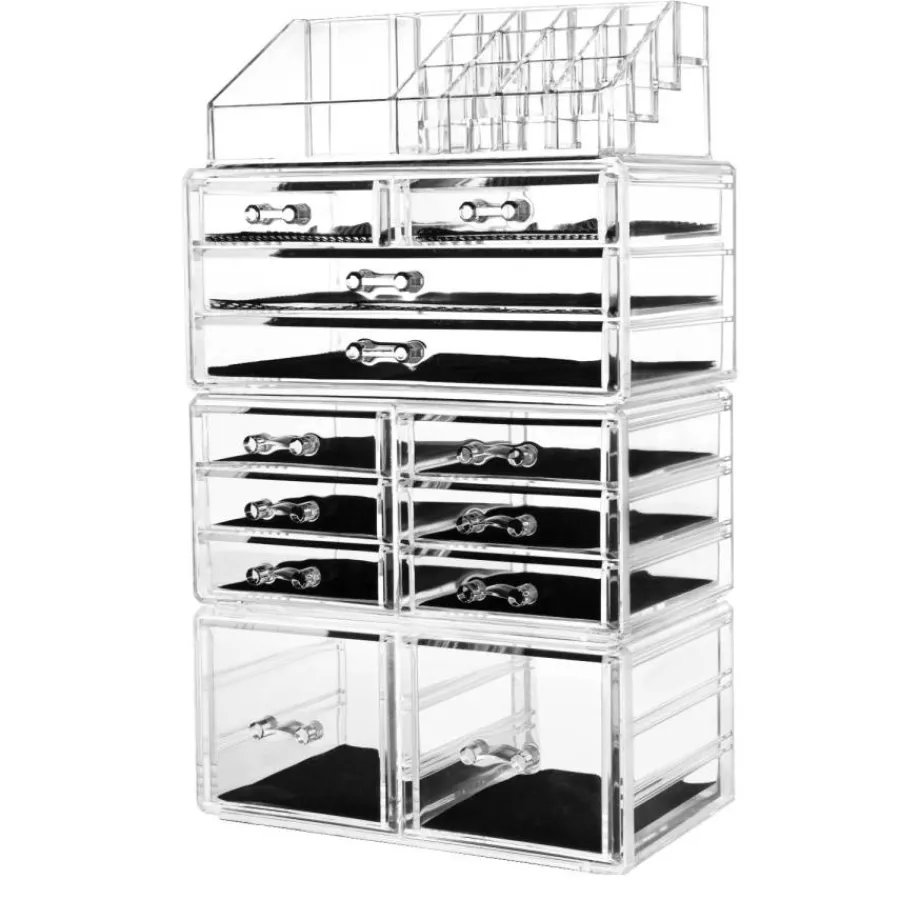 FashionGirl24 Etusivu|Meikkitelineet-UNIQ XXL Organizer, 12 laatikkoa ja 16 lokeroa - Läpinäkyvä